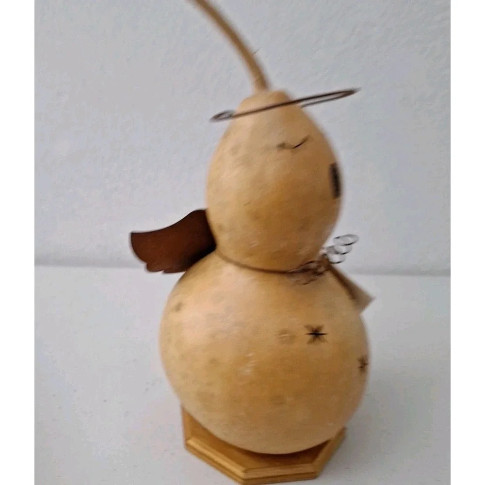 VTG Angel Gourd Folk Art Handmade Primitive Hand Painted ONE OF A KIND, NEW